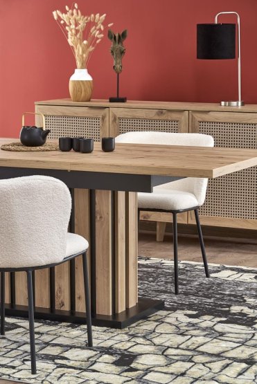 Rozkladací jedálenský stôl LAMELLO 160(210)x90 dub artisan/čierny