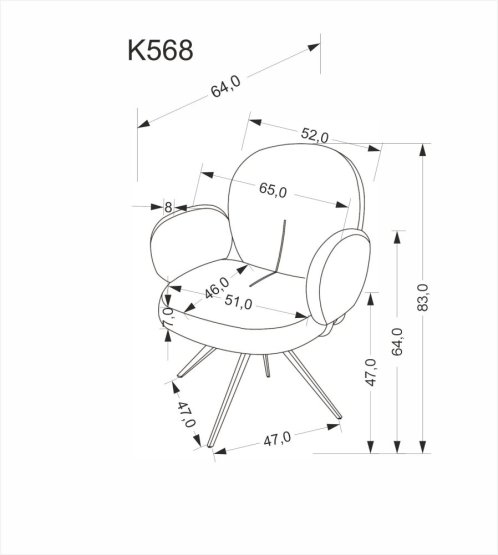 Jedálenská stolička / kreslo K568 sivá
