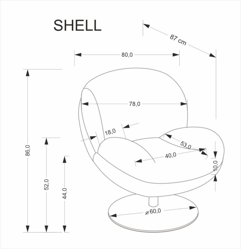 Otočné křeslo SHELL šedé