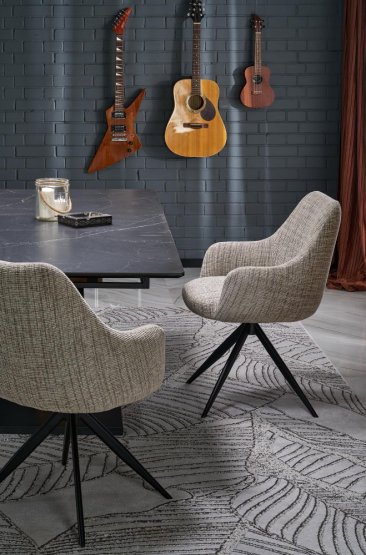 Rozkladací jedálenský stôl VOLANT 160(180)x90 čierny mramor/dub zlatý/čierna