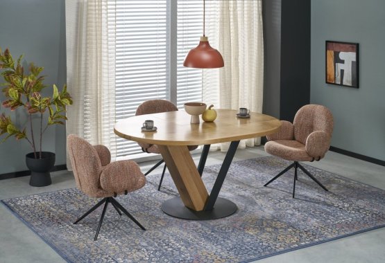 Kulatý rozkládací jídelní stůl FANIS 120(160)x90 dub přírodní/černá