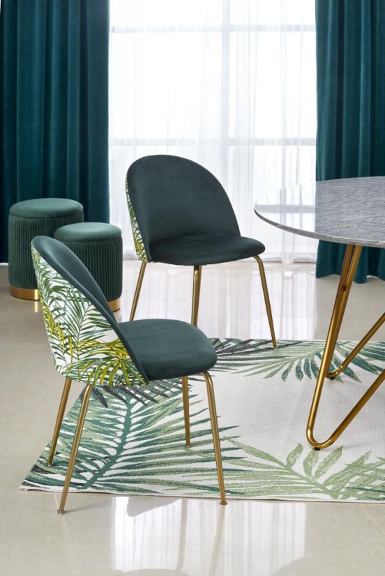 Kulatý jídelní stůl BONELLO 120 šedý mramor/zlatý