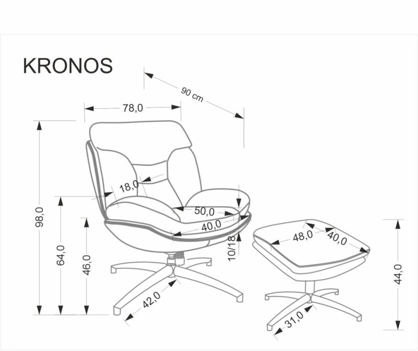 Čalouněné křeslo s podnožkou KRONOS béžové