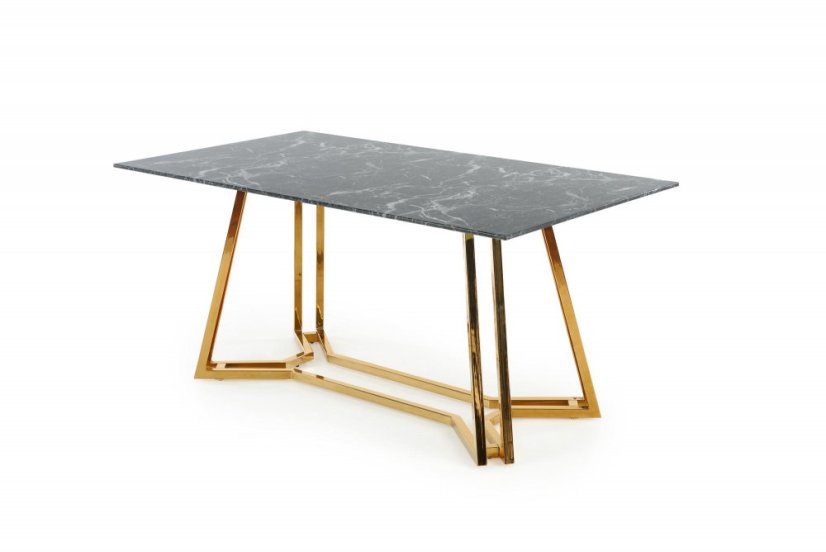 Jedálenský stôl KONAMI 160x90 čierny mramor/zlatý
