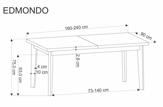 Rozkládací jídelní stůl EDMONDO 160(240)x90 dub přírodní/černý