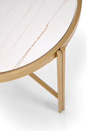 Konferenční stolek FATIMA - sada 2 ks bílý mramor/zlatý