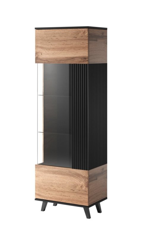 Vitrína RANDOM W-1 dub wotan/černá
