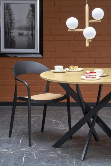 Kulatý jídelní stůl EDGAR 100 dub zlatý/černý