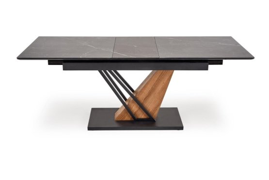 Rozkladací jedálenský stôl VOLANT 160(180)x90 čierny mramor/dub zlatý/čierna