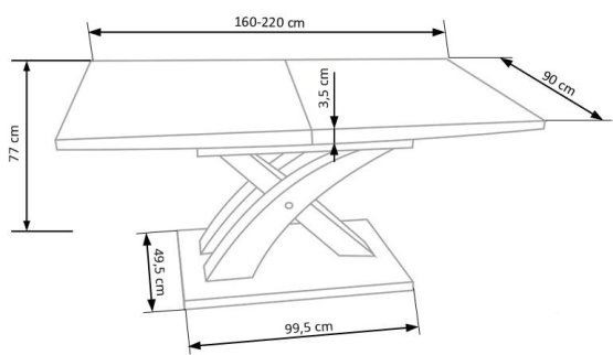 Rozkládací jídelní stůl SANDOR 3 160(220)x90 dub zlatý