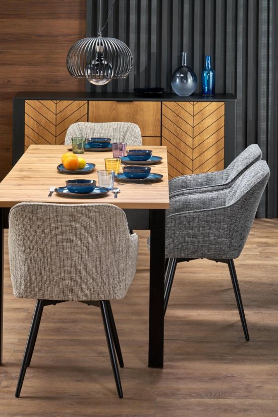 Rozkládací jídelní stůl QUBIK 80(200)x80 dub artisan/černá