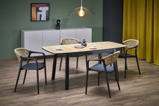 Rozkladací jedálenský stôl BARRIL 130(170)x80 dub artisan/čierna