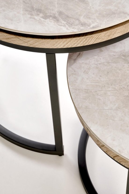 Konferenčný stolík ITAKA - set 2 ks sivý mramor/grafit