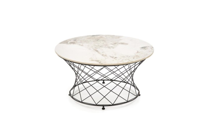 Konferenčný stolík ALESSIA béžový mramor/čierna