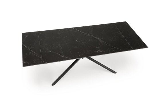 Rozkladací jedálenský stôl VITORINO 160(220)x90 čierny mramor/čierna