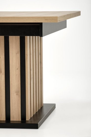 Rozkladací jedálenský stôl LAMELLO 160(210)x90 dub artisan/čierny
