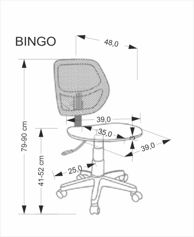 Detská otočná stolička BINGO čierna