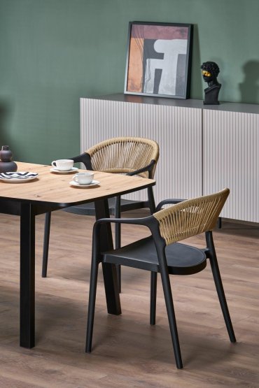 Rozkladací jedálenský stôl BARRIL 130(170)x80 dub artisan/čierna