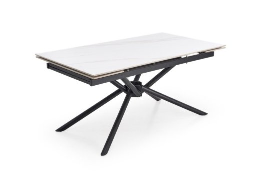 Rozkladací jedálenský stôl VITORINO 160(220)x90 biely mramor/čierna