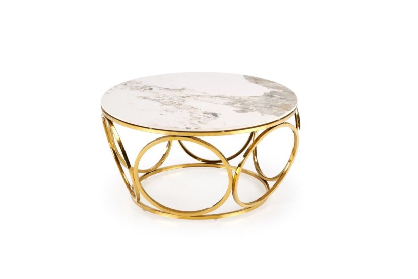 Konferenčný stolík VENUS 2 biely mramor/zlatý