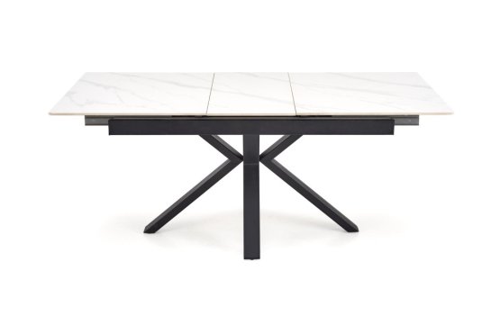 Rozkladací jedálenský stôl PLATAN 140(180)x85 biely mramor/čierny