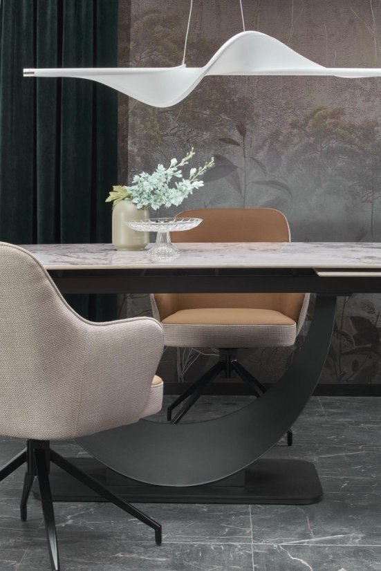 Rozkládací jídelní stůl FERNANDO bílý mramor/černý