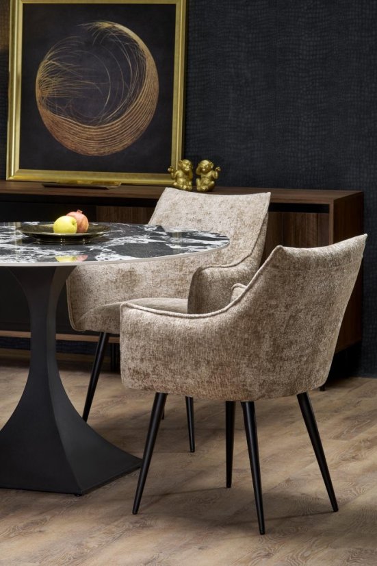 Kulatý jídelní stůl MANUEL černý mramor