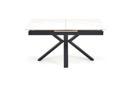 Rozkladací jedálenský stôl PLATAN 140(180)x85 biely mramor/čierny