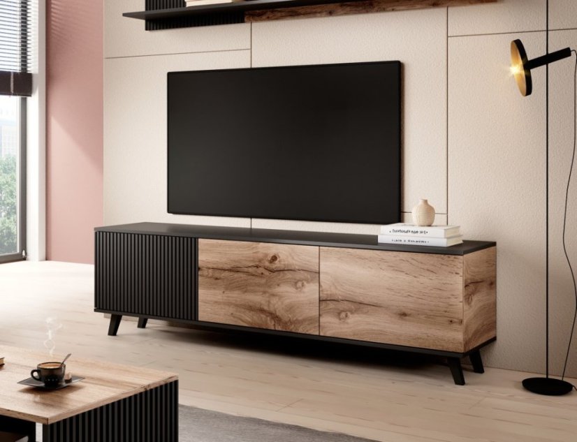 Televizní stolek RANDOM 2 dub wotan/černý