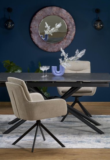 Rozkladací jedálenský stôl VITORINO 160(220)x90 čierny mramor/čierna