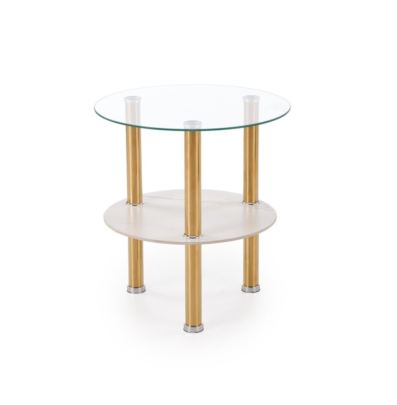 Konferenčný stolík DUCAT S biely mramor/sklo/zlatý