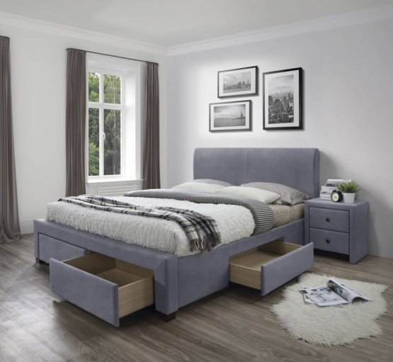 Posteľ MODENA 3 so zásuvkami 160x200 sivá