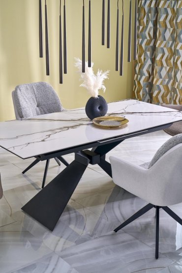 Rozkladací jedálenský stôl LUCIANO 180(230)x90 biely mramor/čierny