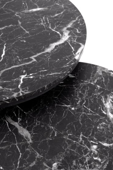 Konferenčný stolík JAVA - sada 2 ks čierny mramor/čierny