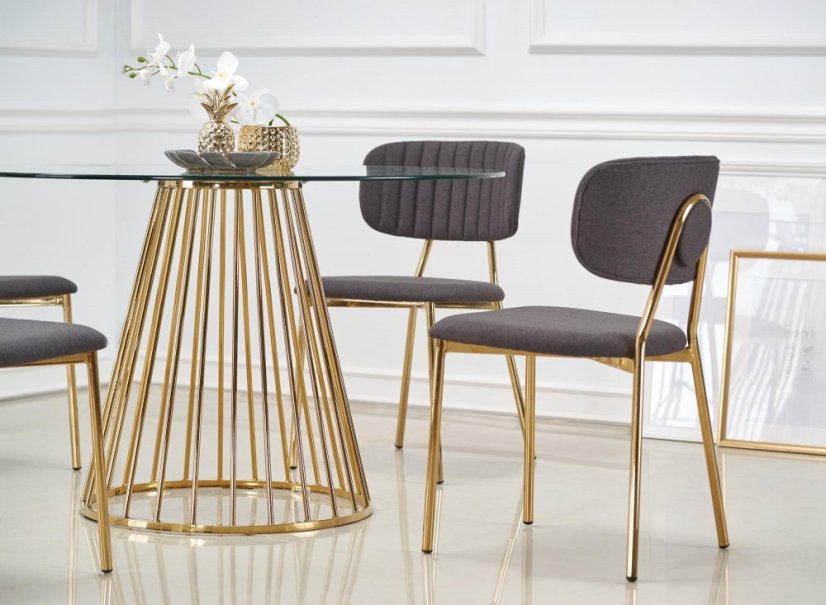 Kulatý jídelní stůl LIVERPOOL 120 sklo/zlatý