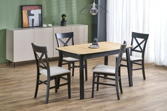 Rozkladací jedálenský stôl BARRIL 130(170)x80 dub artisan/čierna