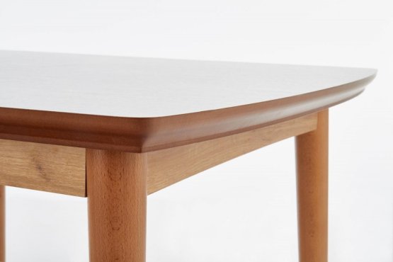 Rozkládací jídelní stůl BARRET 90(190)x80 bílý mat/dub lefkas
