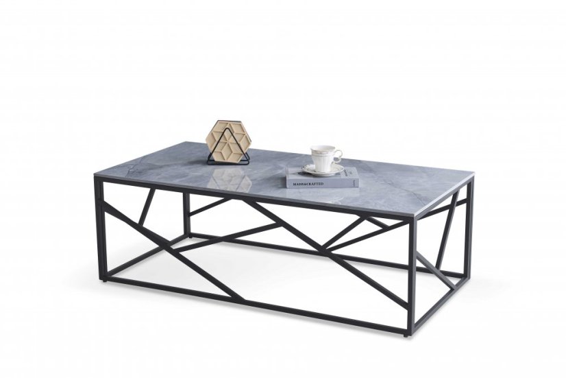 Konferenčný stolík UNIVERSE 2 sivý mramor/čierny