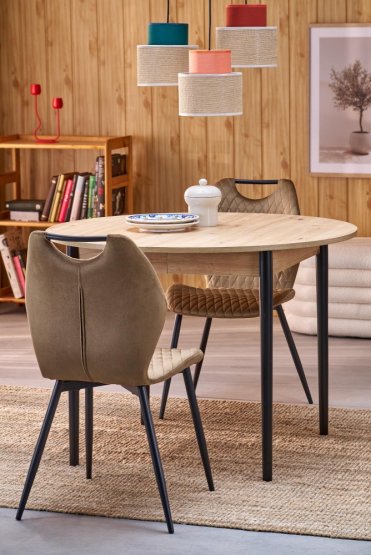 Rozkladací jedálenský stôl PIVOT 102(142)x102 dub artisan/čierna