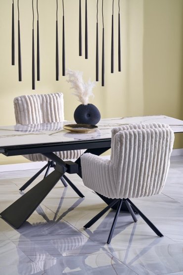 Rozkladací jedálenský stôl LUCIANO 180(230)x90 biely mramor/čierny