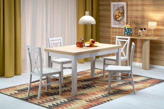 Rozkladací jedálenský stôl TIAGO 140(220)x80 dub hikora / kašmír