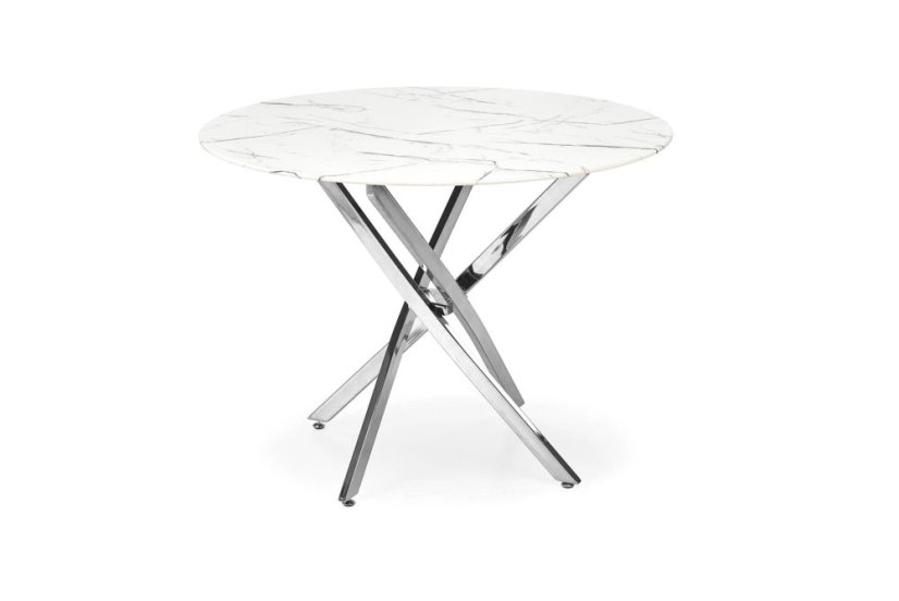 Okrúhly jedálenský stôl RAYMOND 3 100 biely mramor/strieborný