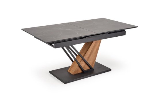 Rozkladací jedálenský stôl VOLANT 160(180)x90 čierny mramor/dub zlatý/čierna