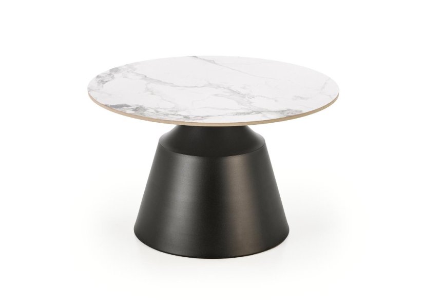 Konferenční stolek MAGNETA - set 2 ks bílý mramor/černá