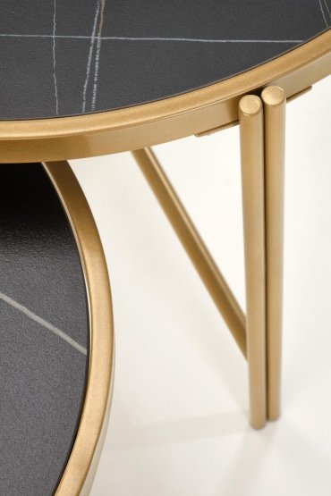 Konferenční stolek FATIMA - sada 2 ks černý mramor/zlatý