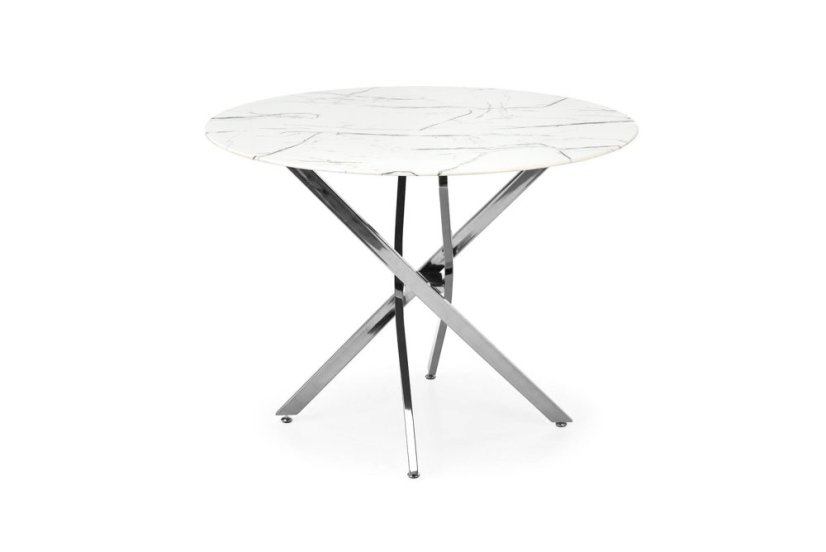 Okrúhly jedálenský stôl RAYMOND 3 100 biely mramor/strieborný