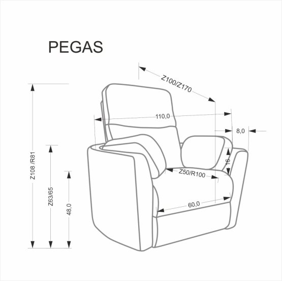 Relaxačné kreslo PEGAS sivé