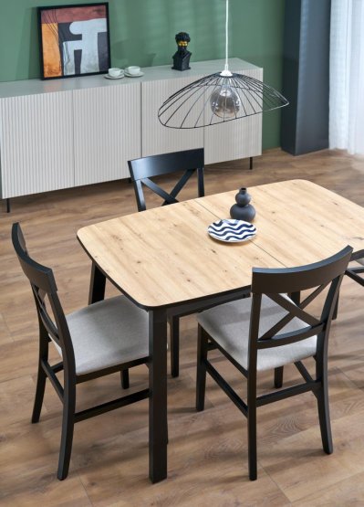 Rozkladací jedálenský stôl BARRIL 130(170)x80 dub artisan/čierna