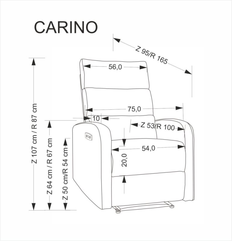 Relaxační křeslo CARINIO šedé