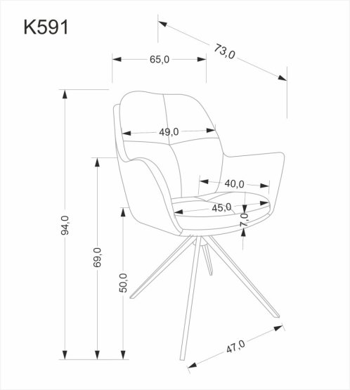 Jídelní křeslo K591 světle šedá